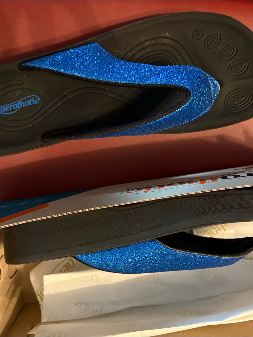 AeroThotic Blue Glitter Foam Flip Sandals for Women